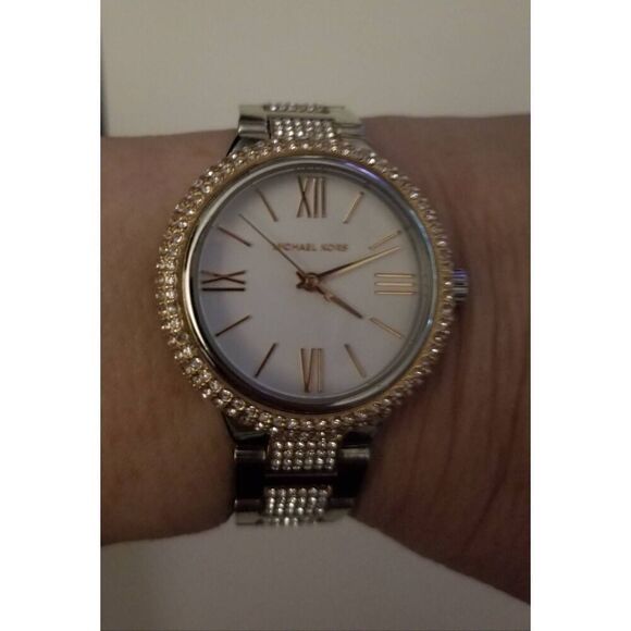 Michael Kors Women's Taryn Rose Gold & Silver Glitz Pave Two Tone Watch MK4461 - Picture 6 of 6